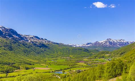 Beautiful Valley Panorama Norway Hemsedal Skicenter With Snowed In