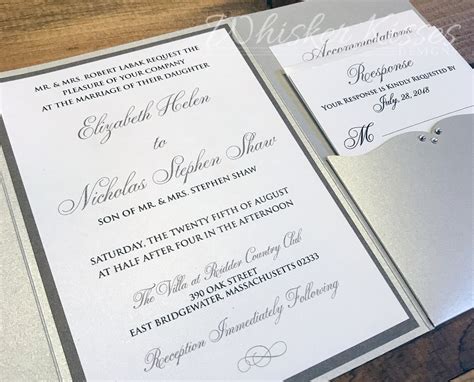 Silver Elegant Wedding Invitation Deposit Whisker Kisses Designs