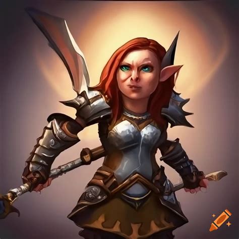 Detailed Illustration Of A Female Gnome Warrior With Dual Blades On Craiyon