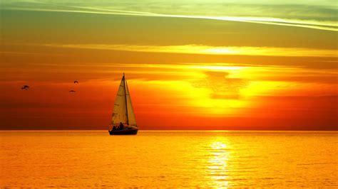 Wonderful World Sunset Sailing Beautiful Scene