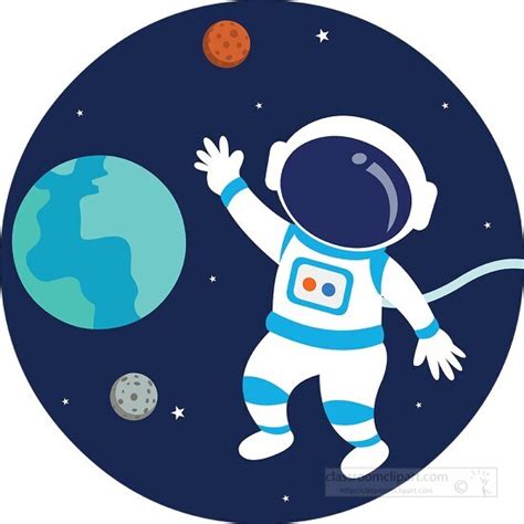 Space Clipart Astronaut In Space Showing Earth Moon Mars Space Clip Art