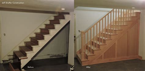 Basement Stairs Before And After Beautifully Installed In Fir By