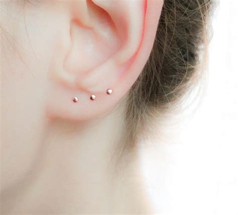 Tiny Rose Gold Stud Earrings Moonli Designs