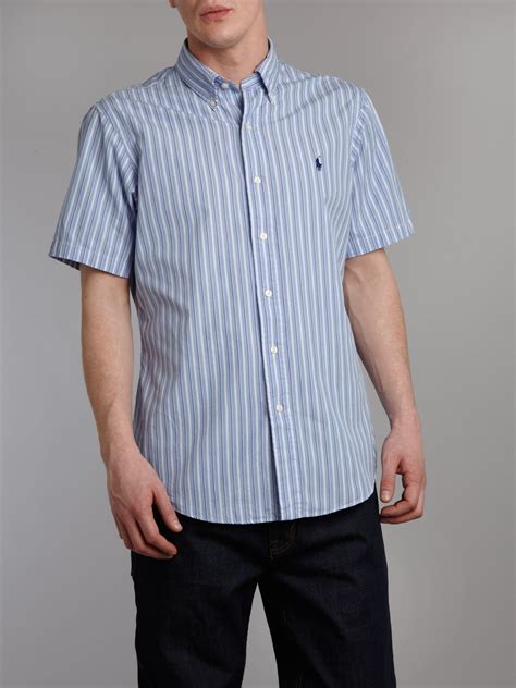 Polo Ralph Lauren Short Sleeved Striped Shirt In Blue For Men Lyst