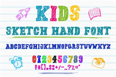 Download Font Kids Sketch Hand Handwritten Style Hellow Graphic