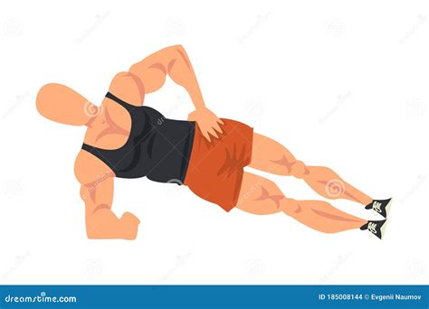 Man Doing Side Plank Abdominals Exercise Flat Vector Royalty Free