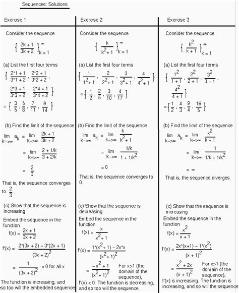 Sequences And Infinte Series Math100 Revision Exercises Resources
