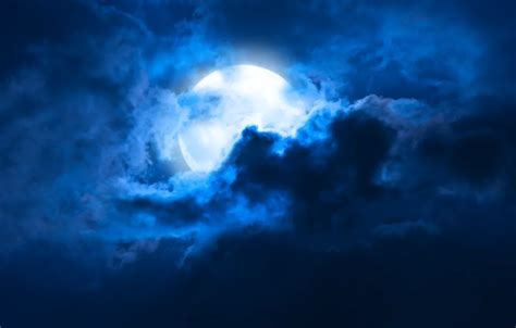 Wallpaper The Sky Clouds Landscape Night The Moon Moon Moonlight