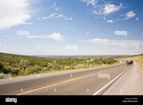 Lonely Car On The Road Arizona Usa Stock Photo Alamy