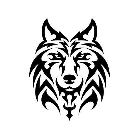 Tribal Wolf Head Logo Tattoo Design Animal Stencil Vector