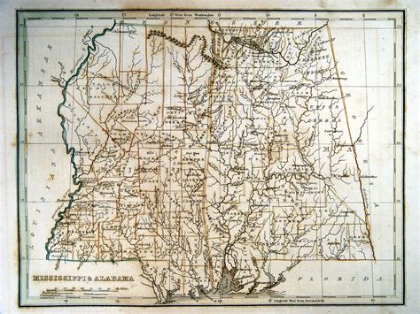 Archival Map Of Alabama And Mississippi In 1835