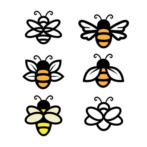 Bee Set Simple Line Art Design 1434096 Vector Art At Vecteezy