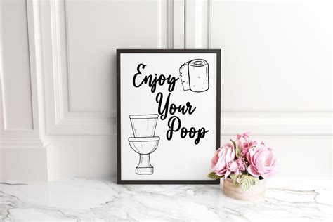 Enjoy Your Poop Bathroom Quote Poster Print Home Wall Art Etsy
