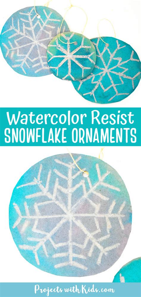 Easy Watercolor Resist Diy Snowflake Ornaments Projects With Kids