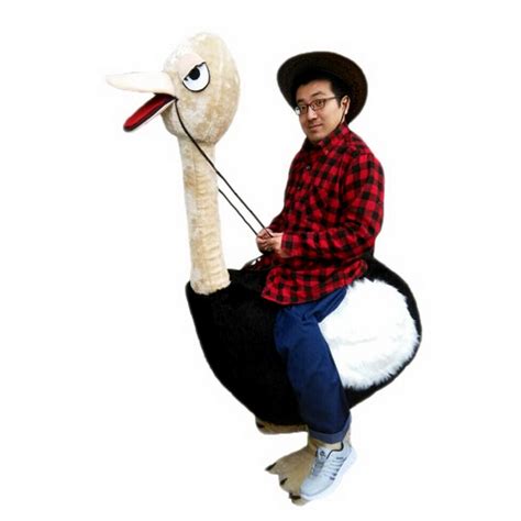 Riding An Ostrich Man Mascot Costume Free Shipping