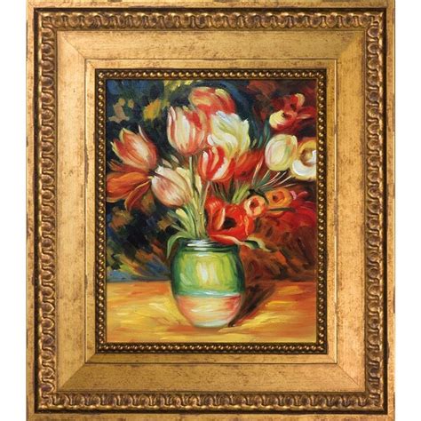 Pierre Auguste Renoir Tulips In A Vase Hand Painted Framed Oil
