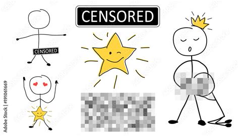 Cartoon Clipart Of A Black And White Censored Sign Over A Nude Man My