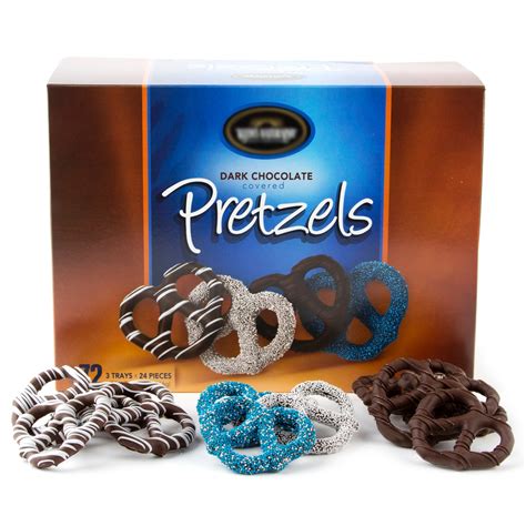 72 Pieces Gourmet Dark Chocolate Covered Crunchy Pretzels T Box