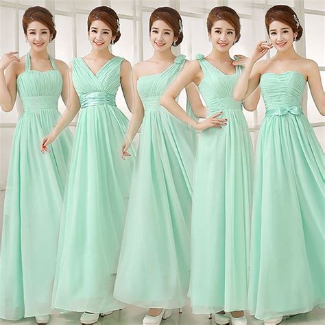 2017 Cheap Long Mint Green Bridesmaid Dresses Party Prom Dress Formal