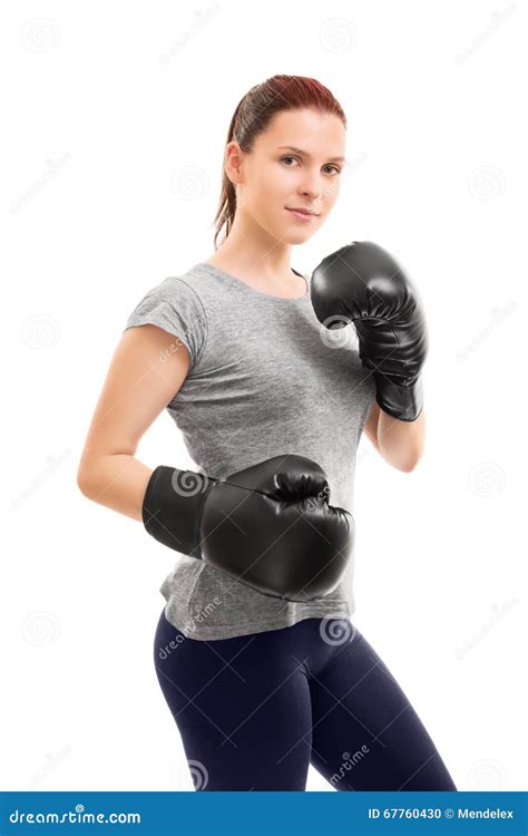 Beautiful Young Girl With Boxing Gloves Stock Photo Image Of Adult