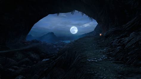 Wallpaper Video Games Night Moonlight Cave Formation