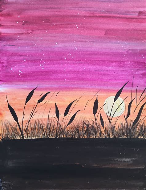 Pink Sunset Watercolor By Wara Pink Sunset Watercolors Paintings