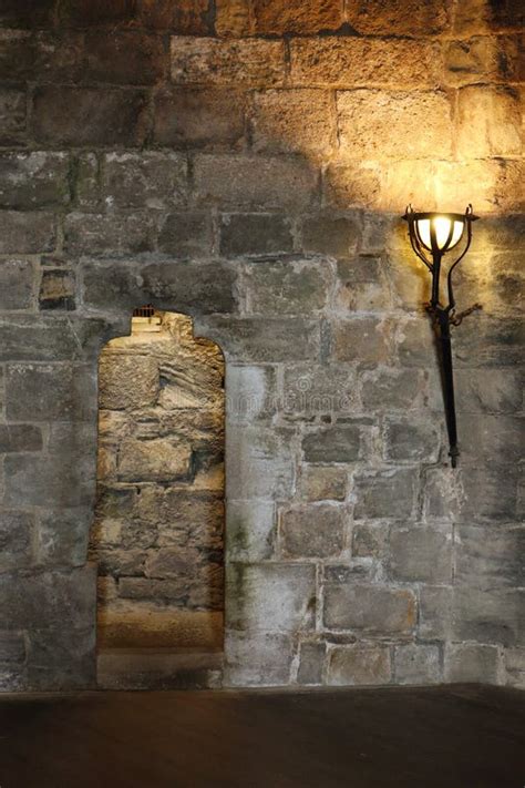 Door And Torch Inside Conwy Castle In Wales United Kingdom Stock Image