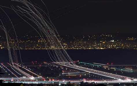 Long Exposure Photograph Of Sfo Airport At Night Rpics