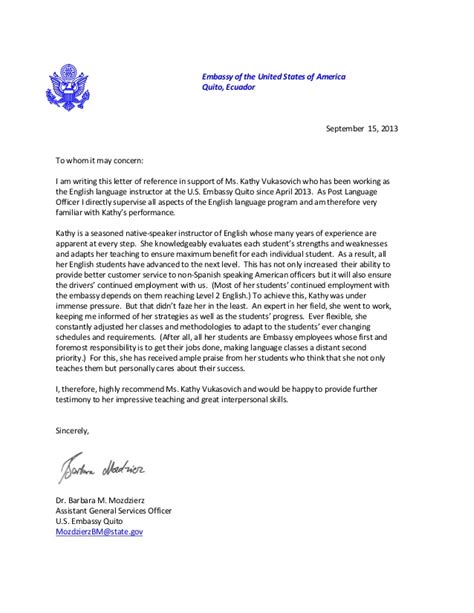 Download these letters of recommendation for graduate school. U.S. Embassy- Letter of referral