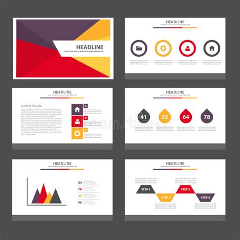 Het Purpere Gele Rode Infographic Van Het De Presentatiemalplaatje Van