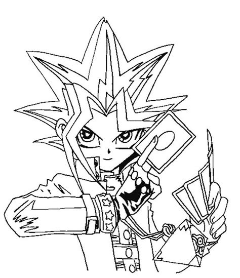 Yugi Muto Is Ready For Big Tournament In Yu Gi Oh Coloring Page Netart Cartoon Coloring