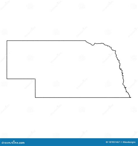 Nebraska Ne State Border Usa Map Outline Stock Vector Illustration Of