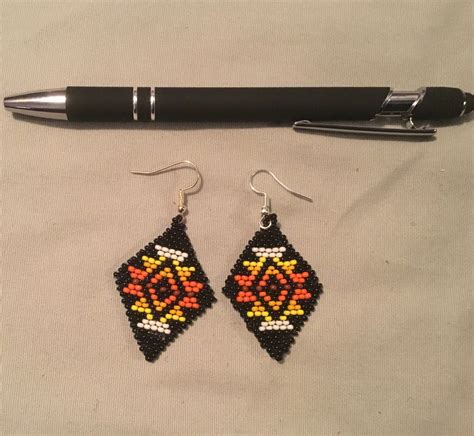 Brick Stitch Earrings Nativedreambeadwork Etsy Beaded Earrings