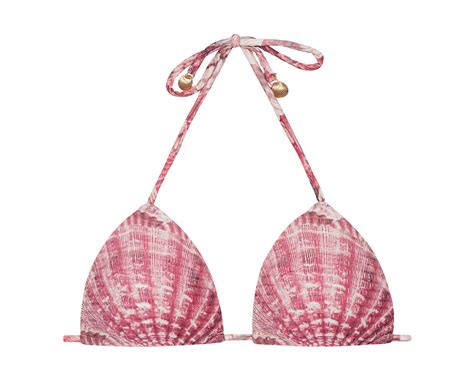 Sliding Triangle Padded Bikini Top With Shell Motif Soutien Sea Shell