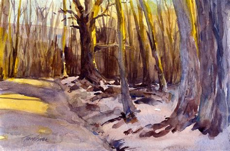 Late In The Day En Plein Air Watercolor Winter Landscape Painting By