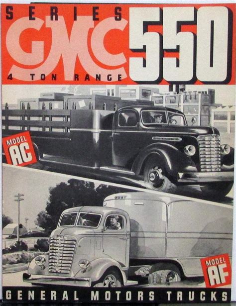 1940 1941 1942 GMC 550 4 TON Model AC AF Sales Brochure Folder RED