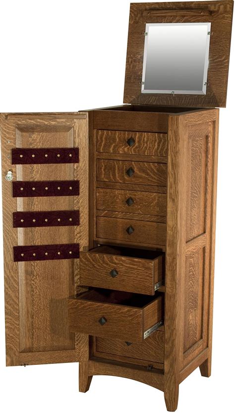 Flush Mission Lockable Jewelry Armoire Amish Jewelry Armoire