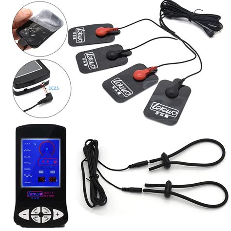 electric shock penis rings delay ejaculation and 4 electrode pad body massager pulse physical