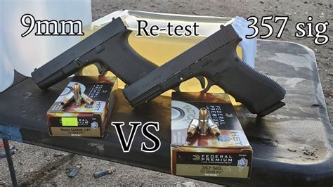 9mm Vs 357 Sig Re Test Full Size In Ballistics Gel Youtube