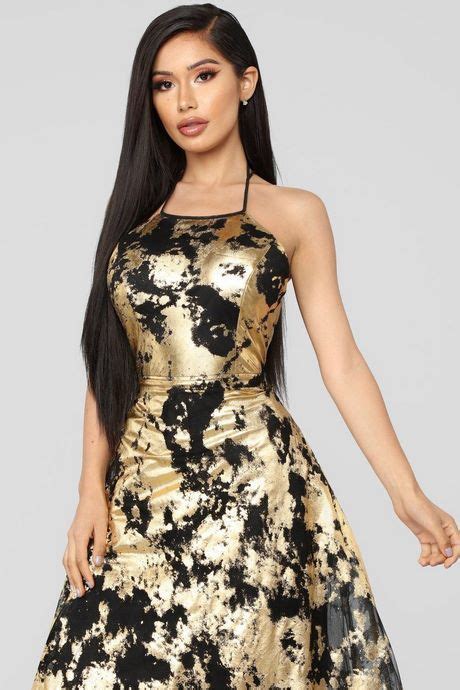 Fashion Nova Black And Gold Dress