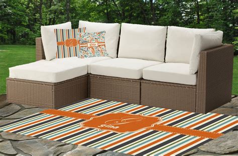 Custom Orange And Blue Stripes Indoor Outdoor Rug Personalized