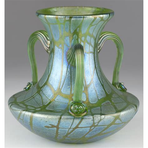 Loetz Pampas Vase 1890s Glass Art Pewter Art Steuben Glass