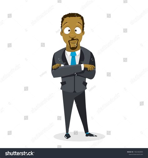 Vektor Stok African American Cartoon Businessman Character Isolated Tanpa Royalti