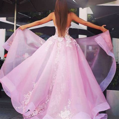 A Line Sweetheart Pink Tulle Prom Dress With Lace Appliques Okdresses