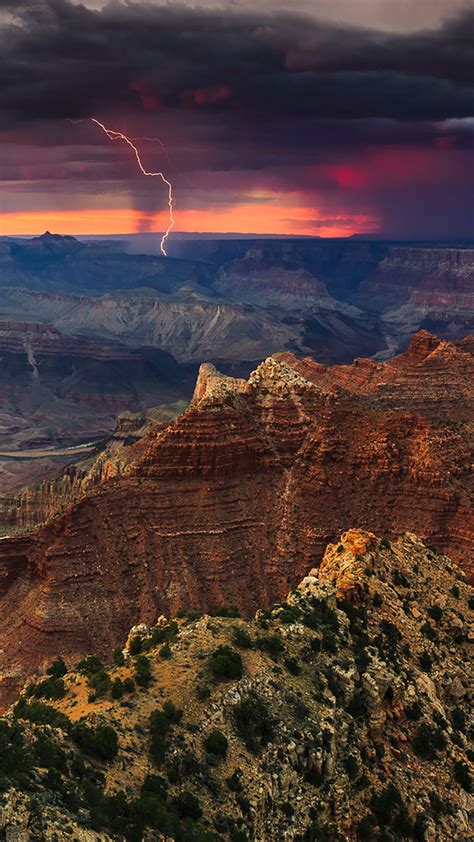 Lightning Strikes Near The Colorado River In Grand Canyon National Park