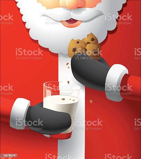 Illustration Of Santa Eating Cookies And Milk Stock Illustration