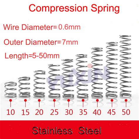 50pcslot 0675 50 Small Coil Compression Springstainless Steel