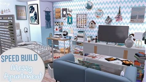 The Sims 4 Speed Build Messy Apartment Cc Links Youtube