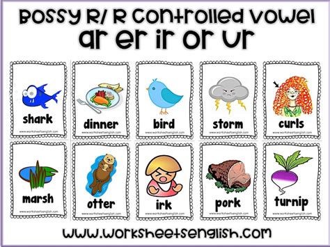 Phonics Flashcards Bossy R R Controlled Words Ar Er Ir Or Ur Sounds