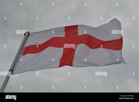 St Georges Cross Englands National Flag Waving In The Wind Red